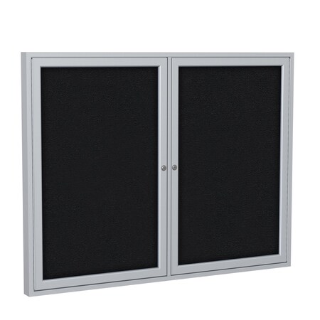 Ghent Enclosed Bulletin Board, 2 Door, Fabric, 3 ft H x 4 ft W, Black PA23648F-95